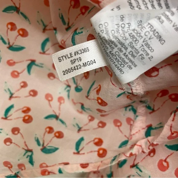 J. Crew 100% Cotton Pink Cherry Print Long Sleeve Button Down Women’s Shirt L - Picture 7 of 11